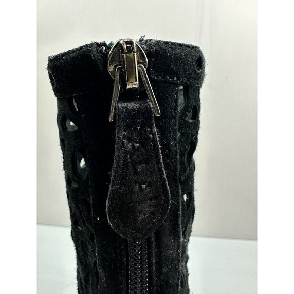 Alaia Black Suede Cut Out Boots Size 36 US 6 Peep Toe Ankle Booties Leather - Picture 5 of 11